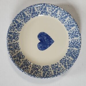 Vintage Gerald B. Henn Pie Plate Blue Sponge Pottery - OS